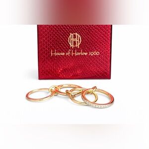 House of Harlow 1960 Gold and Diamond Accent Ring Set